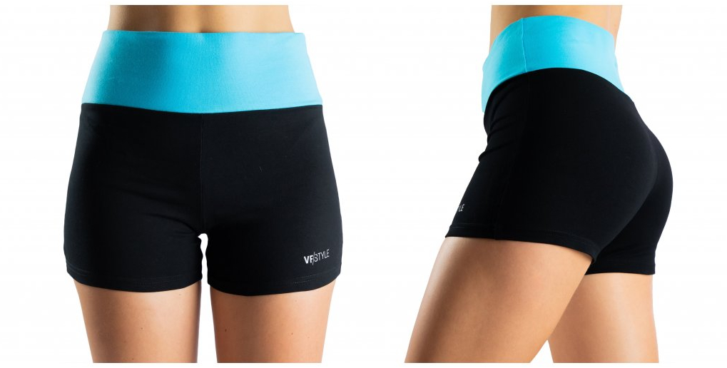 Pamut női sport mini rövidnadrág VFstyle kék-fekete